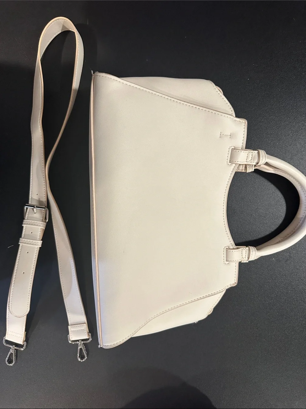 Steve Madden Cream Satchel with Silver Chain and Logo